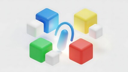Fototapeta premium Abstract cubes with a wave form in center
