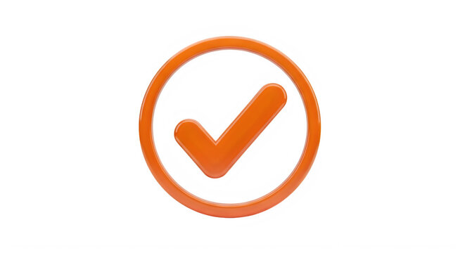 Checkmark, orange checkmark symbol in a circle, used for confirmation and approval, indicating yes or correct featuring check mark, tick, tick mark