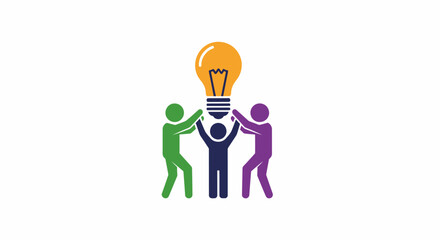 Fototapeta premium Three people holding a light bulb.