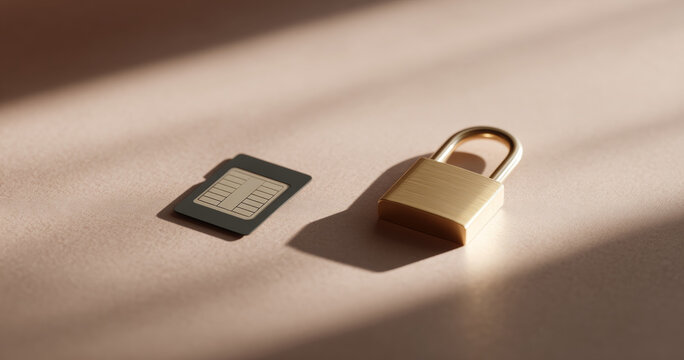 Sim card and padlock security concept