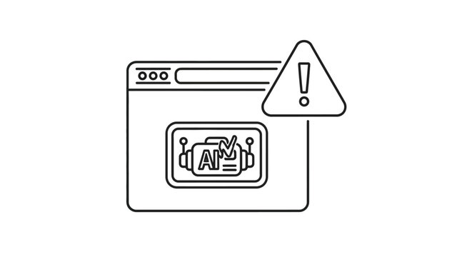 Warning sign on computer screen icon.