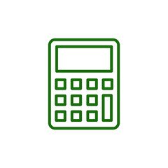 Green calculator icon, isolated on transparent background