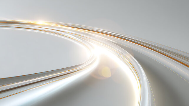 Shiny metallic tubes with bright lights on a gray background