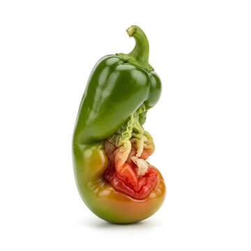 Unusual Green Pepper with Red Interior.