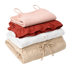 PNG Folded colorful casual clothing stack
