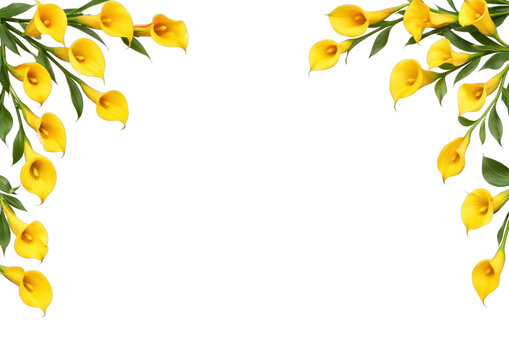 PNG Yellow calla lilies floral border
