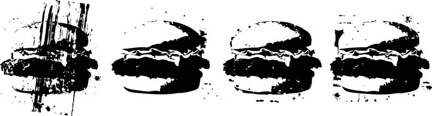 Obraz premium sequential black ink brushstrokes forming abstract shapes on white background