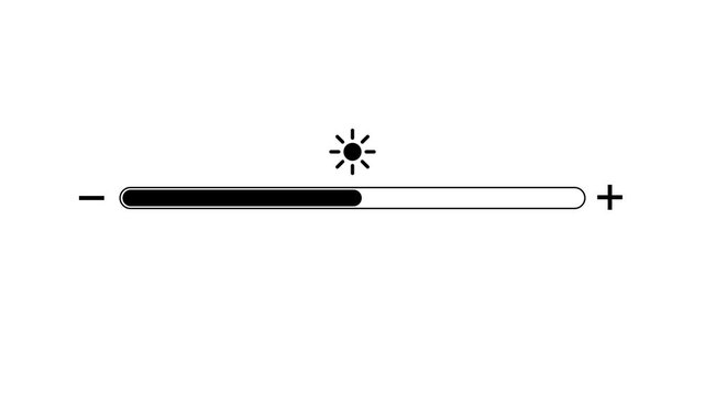 Brightness slider control level animation isolated on white background