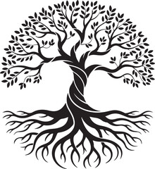 Twisted trunk tree of life silhouette icon vector illustration element
