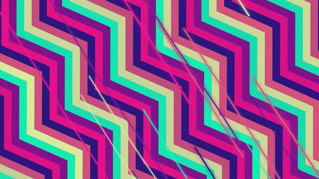 Colorful abstract zigzag pattern with intersecting lines