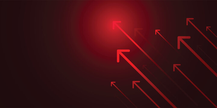 Glowing arrow on dark red background, business growth competition concept.eps 10