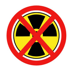 No Nuclear Weapons Vector Icon, Simple Line Art of Radiation Symbol Crossed Out, Anti-Nuclear Peace Movement and Disarmament Protest Design Element.