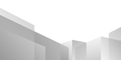 White and grey perspective room shape abstract background. banner modern design. vector illustration