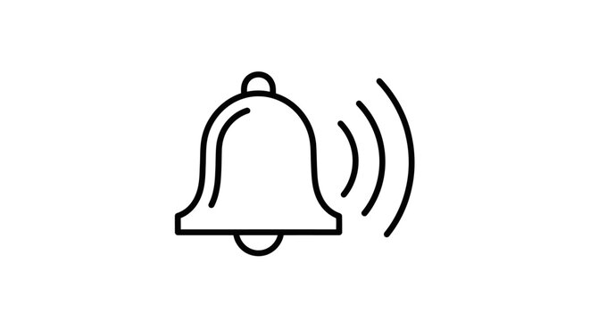 Notification bell icon with radiating sound waves, symbolizing an important alert, reminder, or new message within digital applications and communication platforms.