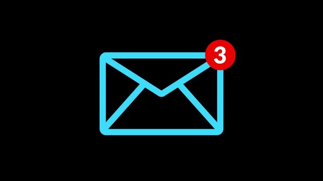 message icon animation on transparent background with alpha channel. message box icon message animation. New message 3. Animated new message notification for chat apps, email alerts, social media