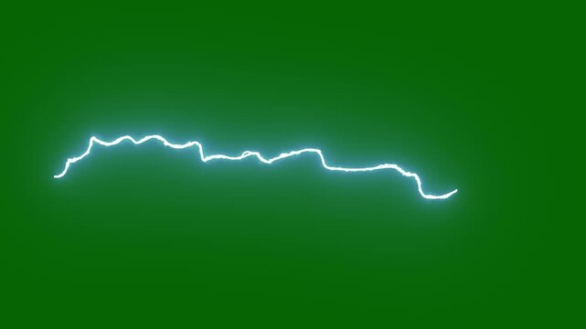Animated lightning strikes with bright flashes effect, bright electric lightning strike effect on green screen with dramatic thunder flash and glowing energy burst, thunder animation. 4K video