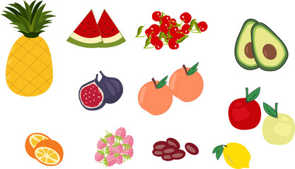Obraz premium Fresh fruits collection set