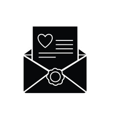 Black and white envelope with heart letter