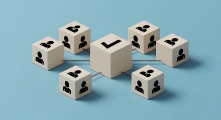 Obraz premium A collection of white dice with black dots on a blue background