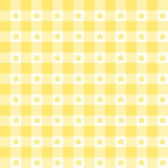 Naklejka premium Yellow Gingham Seamless Pattern with Tiny Flowers, Sunny Lemon Checkered Background, Aesthetic Y2K Floral Digital Paper, Kawaii Bright Floral Fabric, Summer Picnic Plaid