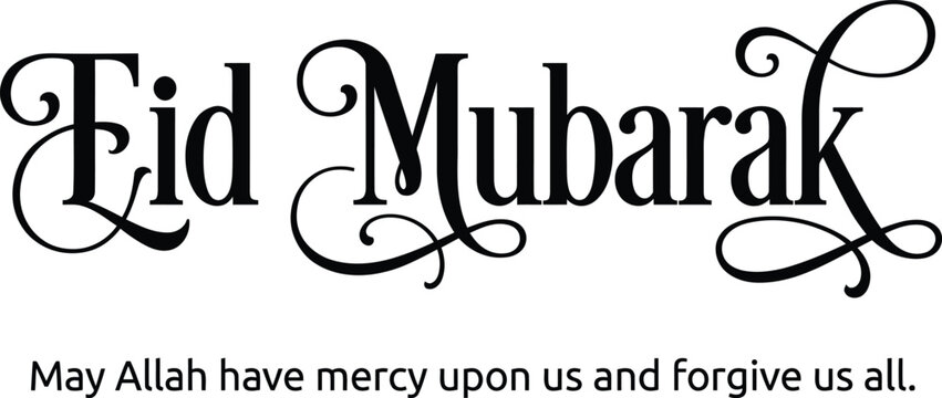 Eid Mubarak greeting card with a merciful message to Allah