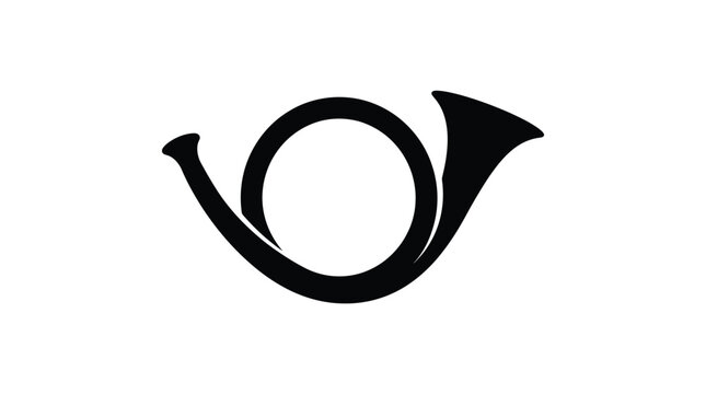 Black silhouette of a postal horn symbol on a white background