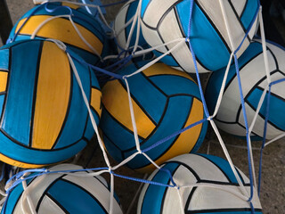 Water Polo Balls Bundle Net Training Equipment Aquatic Sport Blue Yellow White Group