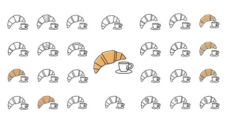 Fototapeta premium Croissants and coffee cup illustration.
