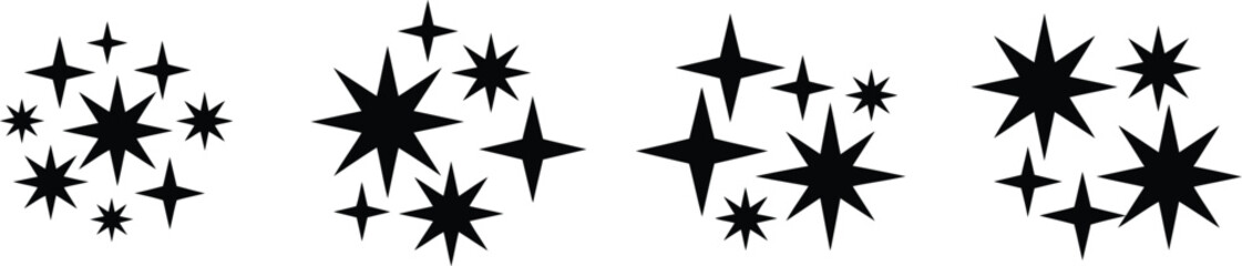 Obraz premium Black starburst shapes on white background vector graphic illustration