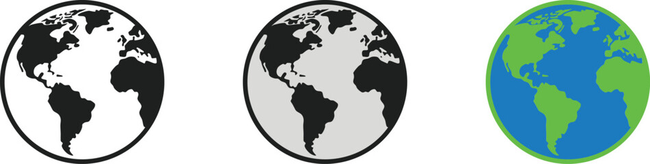 Obraz premium Earth globe illustrations in black and white and color