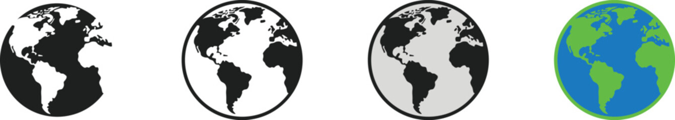 Obraz premium Earth globe illustrations in different shades and colors