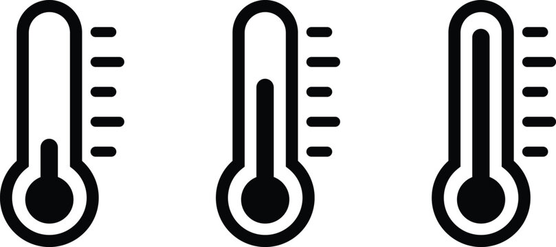 Three thermometer icons showing different temperature levels