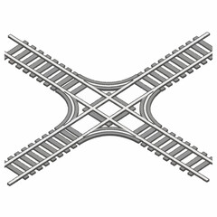 Fototapeta premium Railroad diamond crossover switch track intersection.