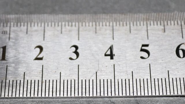 A close-up shot of a metal ruler with numbers for measuring and precision