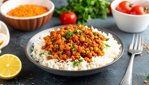 Koshari &auml;gyptisches Reisgericht mit Linsen