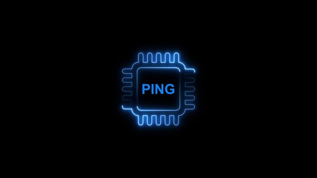 Neon blue microchip ping circuit board animation technology concept