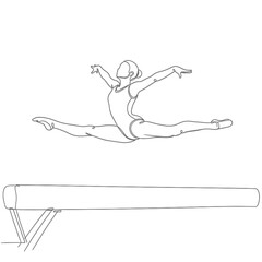 Fototapeta premium Ballet Dancer Performing Split Jump Minimalist Line Drawing