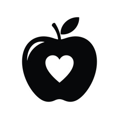 Fototapeta premium Apple with heart symbol vector illustration icon for teacher appreciation and healthy school snacks