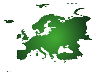 Europe Map Silhouette Vector – Green Gradient European Continent Geographic Shape Illustration