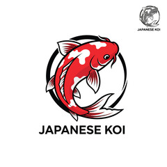 Fototapeta premium Stylized Japanese koi fish illustration, vibrant aquatic animal emblem, vector graphic art