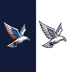 Fototapeta premium Dynamic Flying Eagle Mascot Vector Illustration for Powerful Sports Team Logo Design