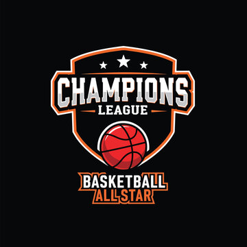 Dynamic Basketball Champions League All-Star Emblem Design for Sporting Events