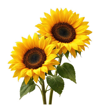 PNG Vibrant sunflowers on white background.