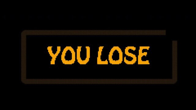 you lose, pixel art .8 bit game.retro game. for game assets