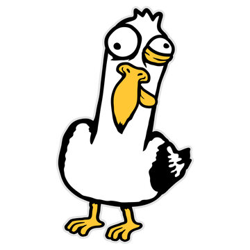 A totally unhinged seagull pulling a wild grimace with crossed eyes and pure madness in its stare. Hilarious and chaotic &ndash; perfect for bird lovers, beach fans and anyone who loves quirky humor.