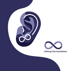 Obraz premium Innovative Graphic Depicting an Ear with an Infinity Symbol Illustrating Lifelong Hearing Care
