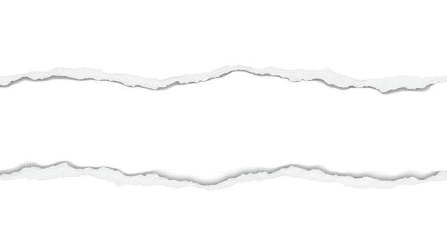 A ripped paper effect on a transparent background with two white torn strips