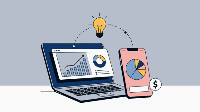 Data Analytics And Business Strategy Concept vector illustration