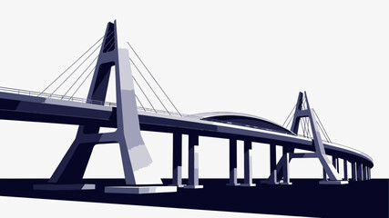Fototapeta premium Modern Cable-Stayed Bridge vector illustration