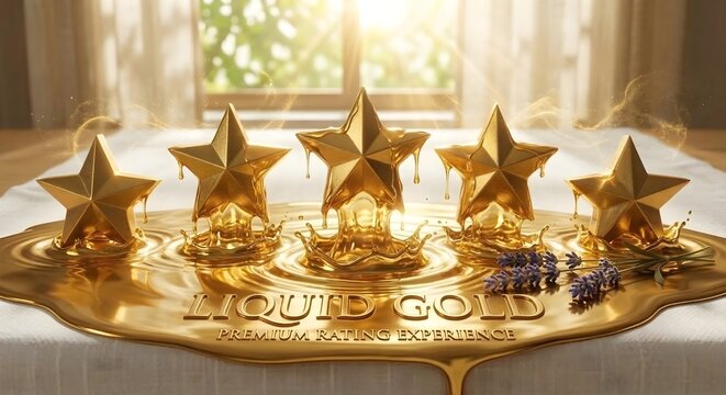 Melting Liquid Gold Stars on Premium Rating Experience Plaque
